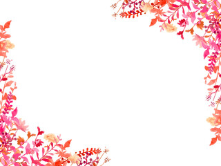 秋色の植物のイラスト背景、手描き・水彩風