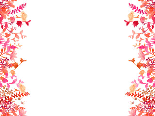 秋色の植物のイラスト背景、手描き・水彩風