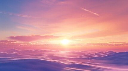 Obraz premium Stunning Sunrise Over Snowy Landscape Illustration â€“ Pink and Purple Horizon