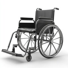 Fototapeta premium Black wheelchair for moving patients on white background