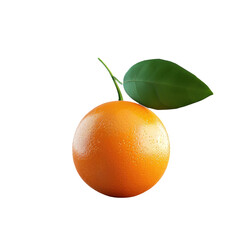 Isolated orange fruit with leaf on transparent background. Compilation.