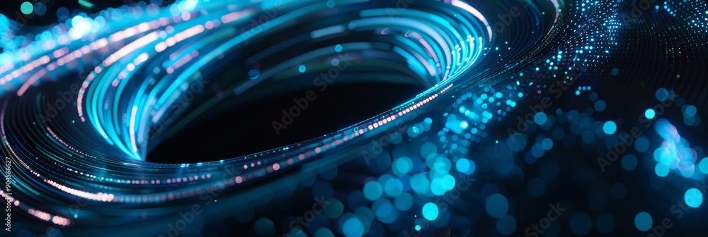 Poster mesmerizing light particles in an abstract form, creating a stunning cosmic visual experience