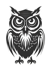 Fototapeta premium black silhouette of Owl illustration icon for logo, isolated on white background