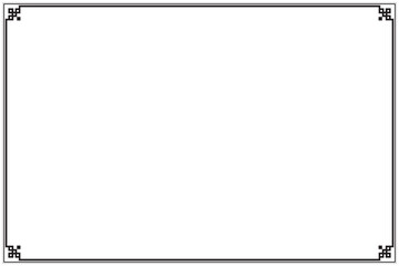 Elements of oriental frames. Black on white chinese style motifs. Design print for greeting cards, wedding invitations, restaurant menu, royal certificates. Set 118