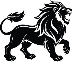 Lion roaring silhouette animal illustration vector