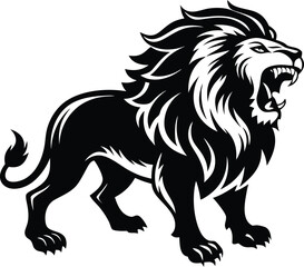 Obraz premium Lion roaring silhouette animal illustration vector