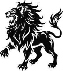 Lion roaring silhouette animal illustration vector