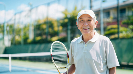 シニアのテニスを楽しむ姿