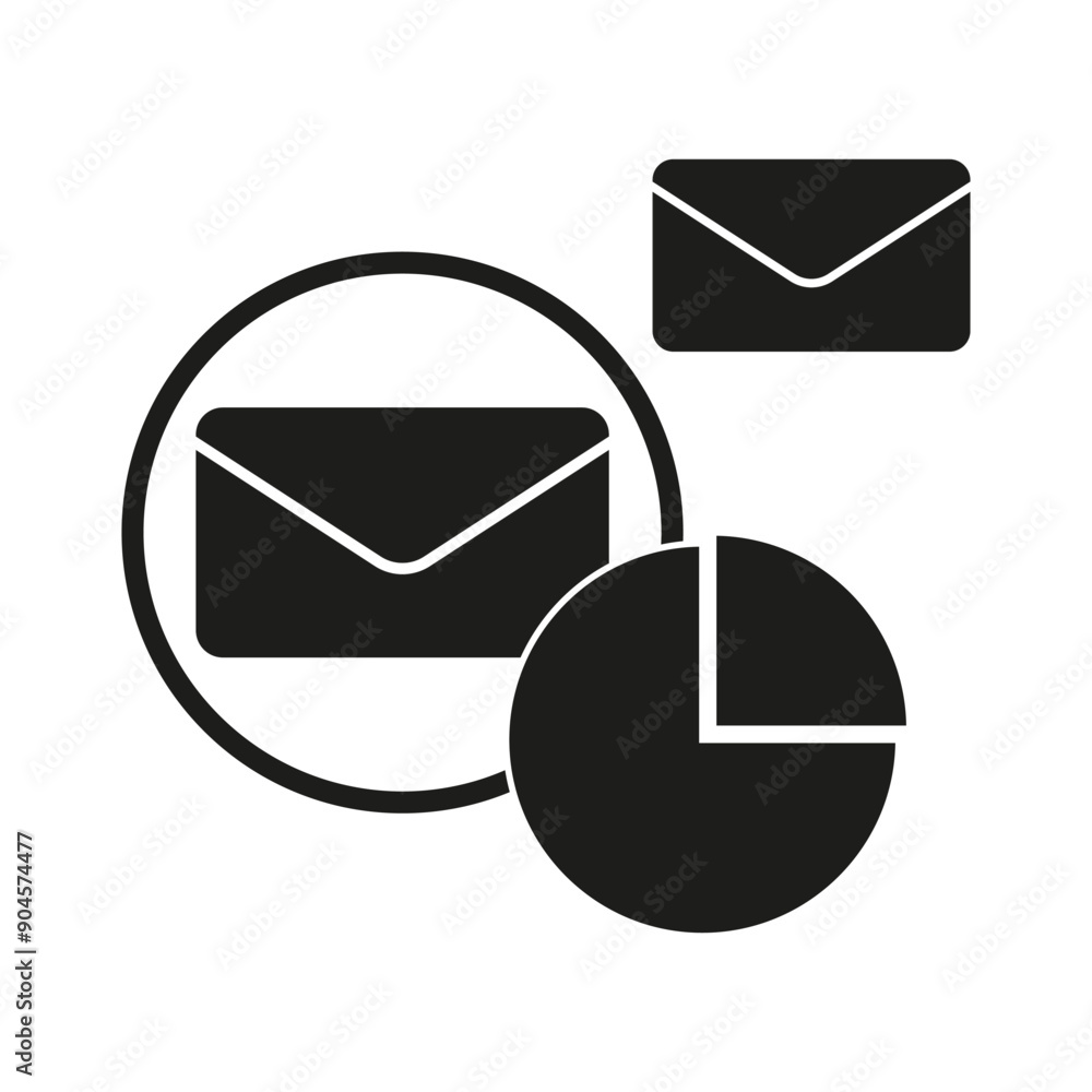 Poster email icon set. pie chart symbol. communication graphic element. vector illustration.
