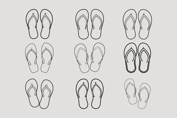 Black and White Sketch Style Flip Flops Vector | Summer Vacation Attribute Printable Design