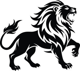 Naklejka premium Lion roaring silhouette animal illustration vector