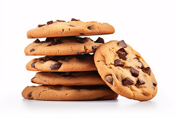 A stack of freshly baked chocolate chip cookies, perfect for a sweet treat.
