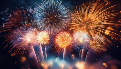 Colorful Fireworks Display Illuminating Night Sky