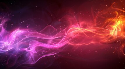 Abstract Glowing Waves in Red and Pink Hues