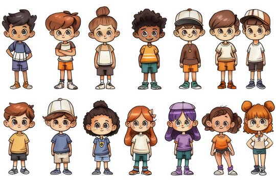 Cartoon Kids Group Illustration