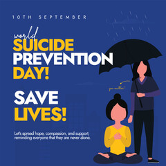 World Suicide Prevention Day. 11th September Suicide prevention day conceptual banner. This day aims to raise awareness, reduce stigma, and focus attention on the issue of suicide, mental health.