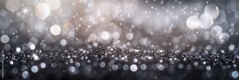 Poster a glittering bokeh background with sparkling lights and a dark gradient, creating an ethereal atmosp