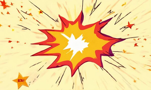 Animation of cartoon explosion frame by frame 