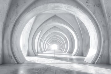 Obraz premium Abstract White Tunnel of Arched Corridors