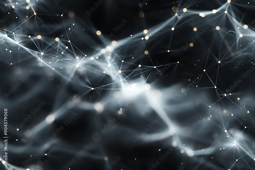 Poster seamless texture featuring dark waves with glowing dots and lines, creating a futuristic and dynamic