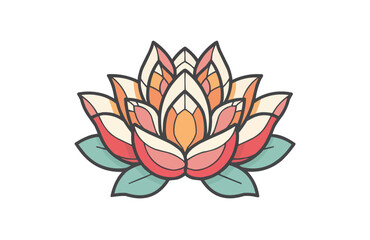 Lotus icon isolated on white background. Beautiful color lotus icon.