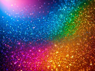 Abstract colorful glitter background, sparkle rainbow festive lights, glowing texture wallpaper. 