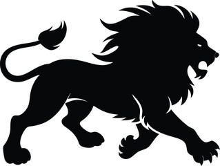 Silhouette of a running lion animal illustration © LUTHFAN NAHAR LABONY