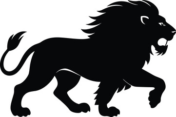Silhouette of a running lion animal illustration