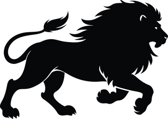 Silhouette of a running lion animal illustration