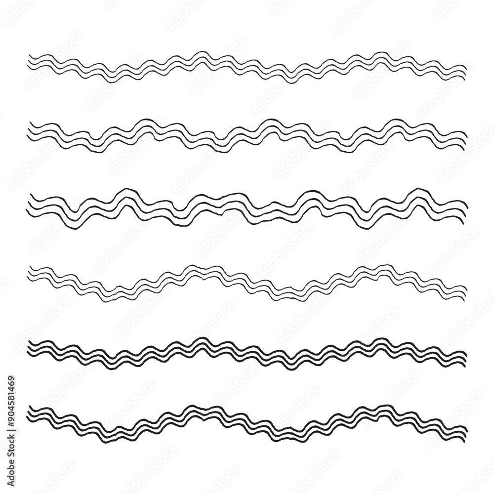 Poster wavy line patterns. hand drawn vector. abstract design elements. decorative border collection.