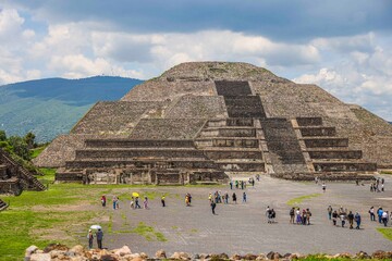 Pyramid of the Moon in San Martin de las Pirámides in the archaeological zone of Teotihuacán...