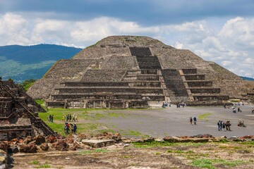 Pyramid of the Moon in San Martin de las Pirámides in the archaeological zone of Teotihuacán...