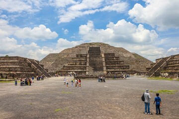 Pyramid of the Moon in San Martin de las Pirámides in the archaeological zone of Teotihuacán...