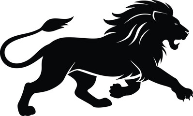 Silhouette of a running lion animal illustration