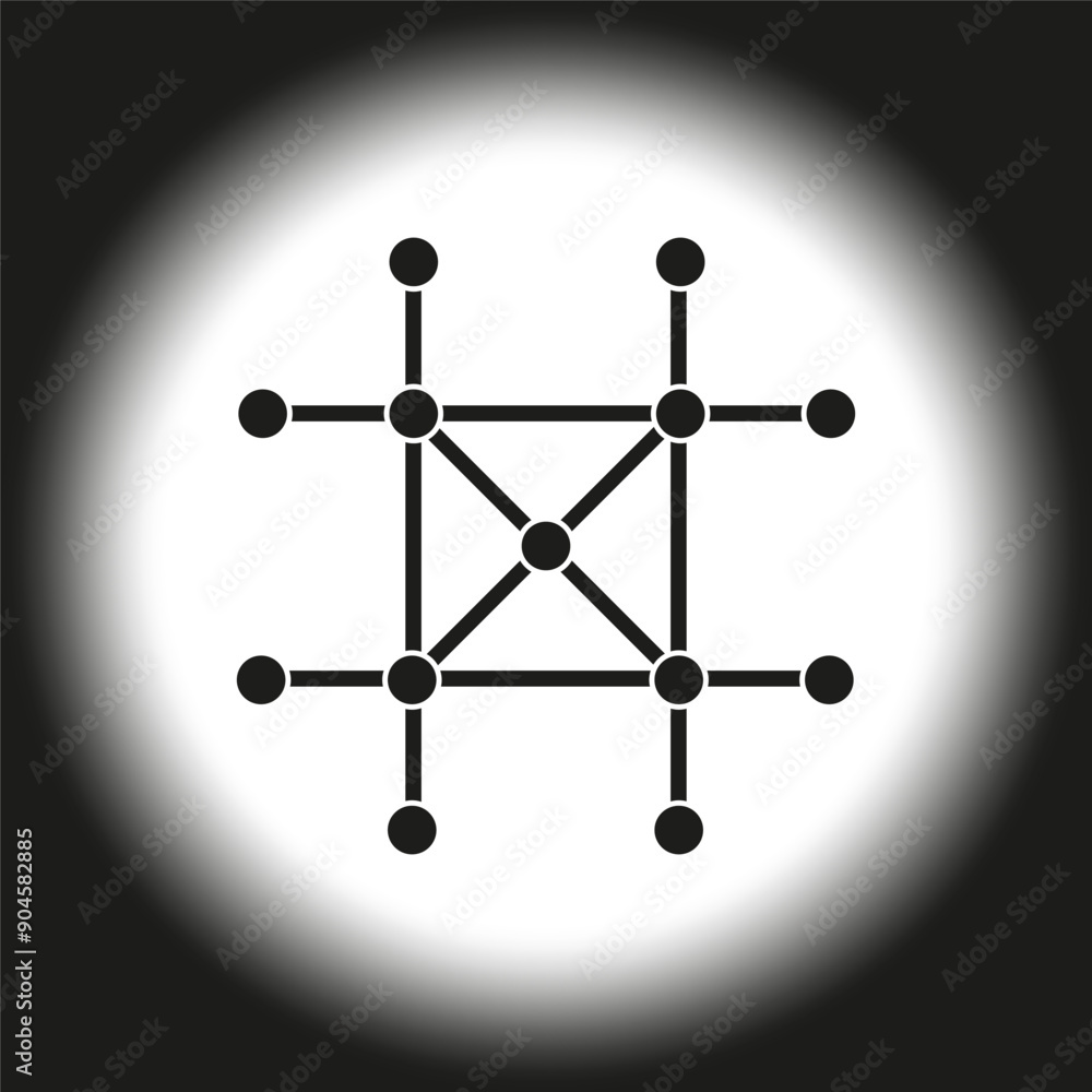 Poster network connection icon. abstract vector structure. black and white. central glow effect.