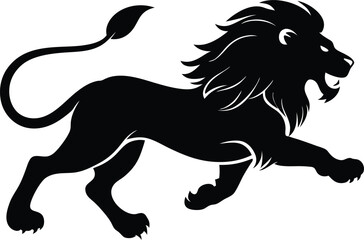 Silhouette of a running lion animal illustration