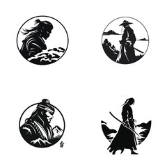 Samurai logo design vector illustration