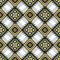 Naklejka premium seamless pattern showcases abstract tribal stripes with Aztec geometric and ethnic designs. Merging traditional American and Navajo Vector Design for Luxurious Textile
