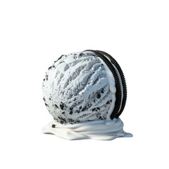 Oreo ice cream scoop isolated on a transparent background with clipping path