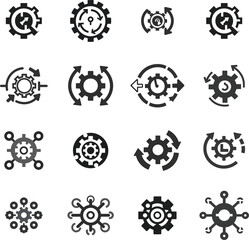 Modern Gear and Technology Icons Set