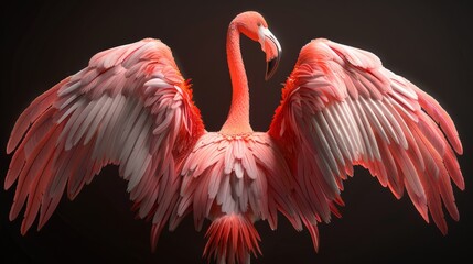 Naklejka premium Flamingo with its wings spread, showing the size and beauty of its feathers. generative ai