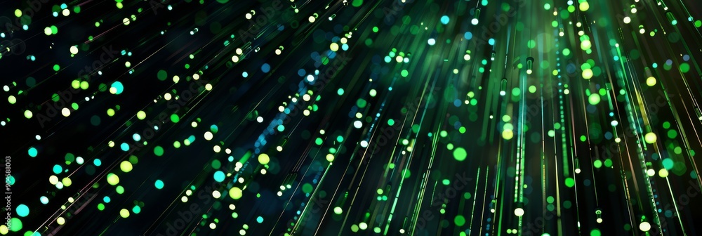 Aufkleber bright green fiber optic light rays in dynamic motion background with abstract and cosmic elements