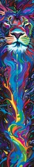 Obraz premium An surreal dreamlike illustration of a lion with colorful swirls and shapes.