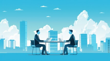 Obraz premium Business Meeting in City Skyline