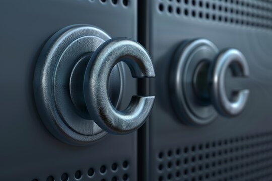 Ultra-Secure Server Hardware Featuring Encrypted Padlock Interfaces, Showcasing Tech Defense Innovations.