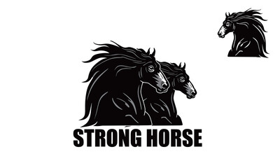 great big black horse logo, silhouette of strong mare vector illustrations