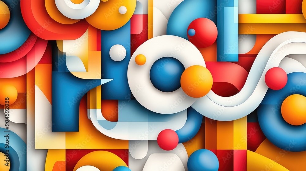 Poster vibrant abstract geometric shapes background - modern art design with colorful texture, generative a