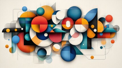 Vibrant Geometric Shapes Abstract Texture Background for Modern Art Design, Generative Ai