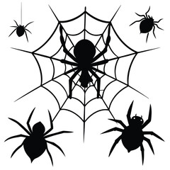 Spider Webs Halloween Vector Elements Set.