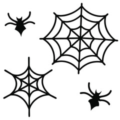 Spider Webs Halloween Vector Elements Set.